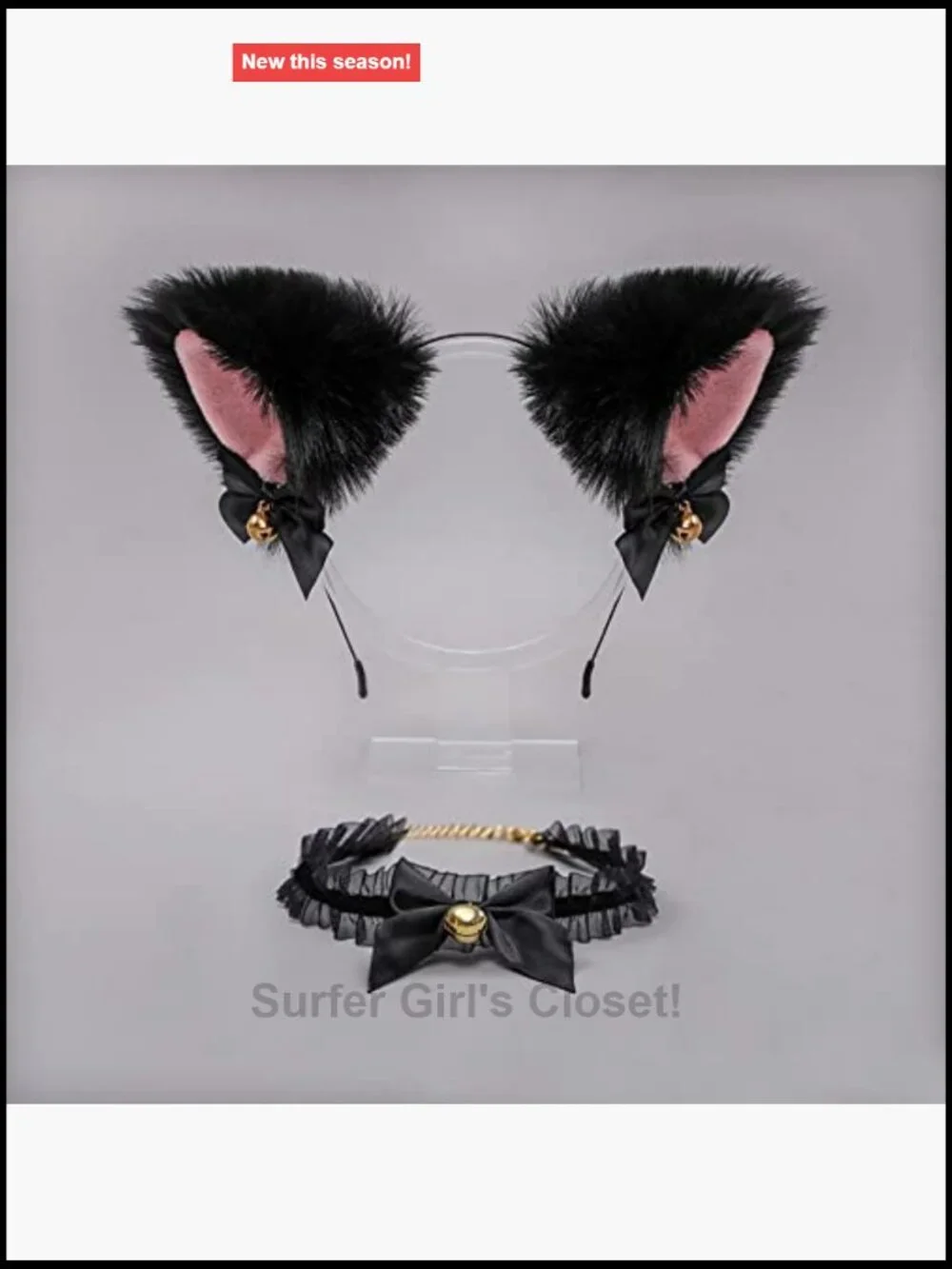 Faux Fur Cat Ear Headband with Bells Flexible Hair Accessory Halloween Cosplay